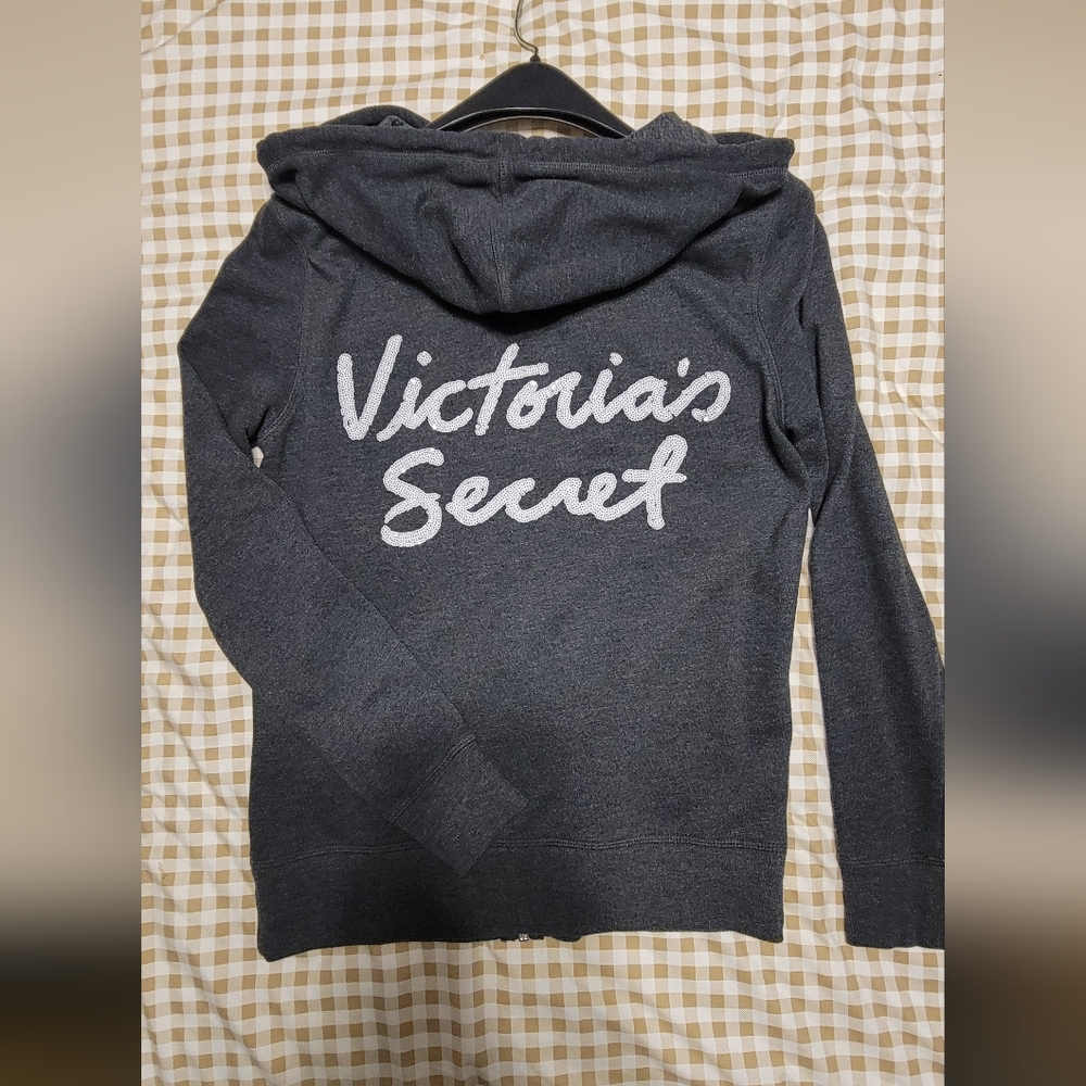 Victoria's Secret Charcoal Hoodie with Sequin Logo